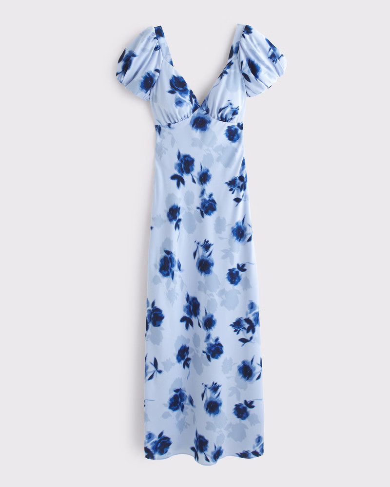 Puff Sleeve Midi Dress | Abercrombie & Fitch (US)