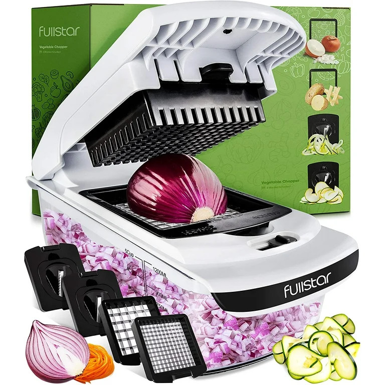 Fullstar, Veggie Chopper, Vegetable Chopper with Container, 4 Blades, White | Walmart (US)