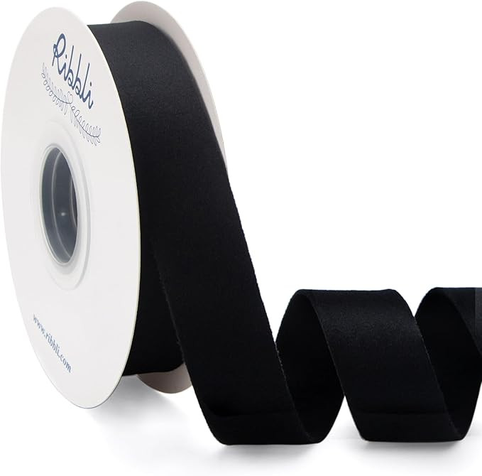 Ribbli Black Velvet Ribbon Double Faced 1 Inch 10-Yard Spool Black Ribbon Use for Christmas Tree ... | Amazon (US)