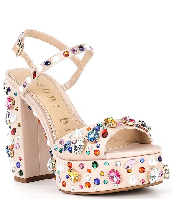 Gianni Bini Calvan Two Rainbow Jewel Ornamented Platform Dress Sandals | Dillard's | Dillard's
