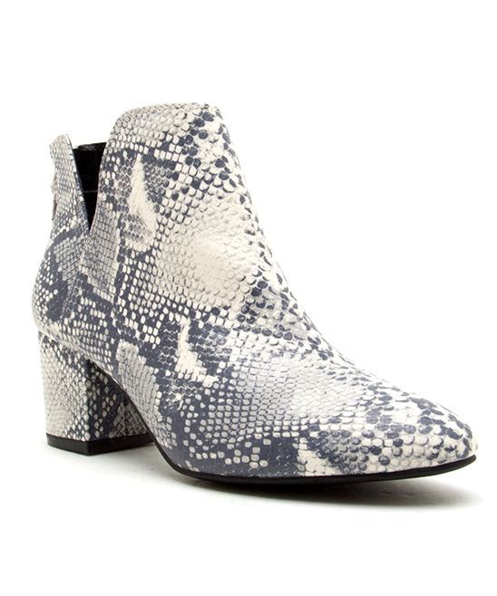 Qupid Women's Casual boots WHT/GREY - White & Gray Snake Print Skipper Bootie - Women | Zulily