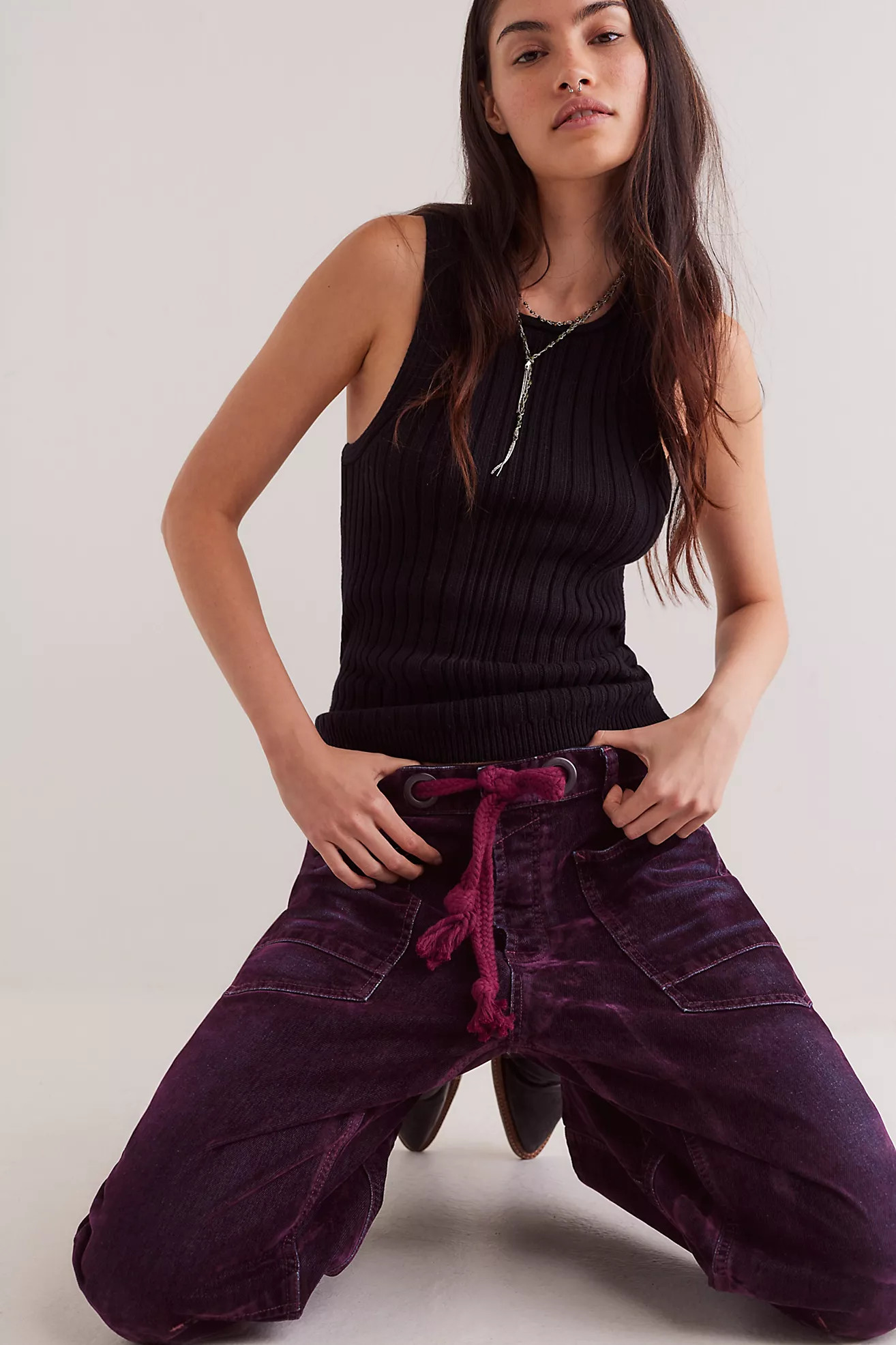 We The Free Moxie Flocked Pull-On Barrel Jeans | Free People (Global - UK&FR Excluded)