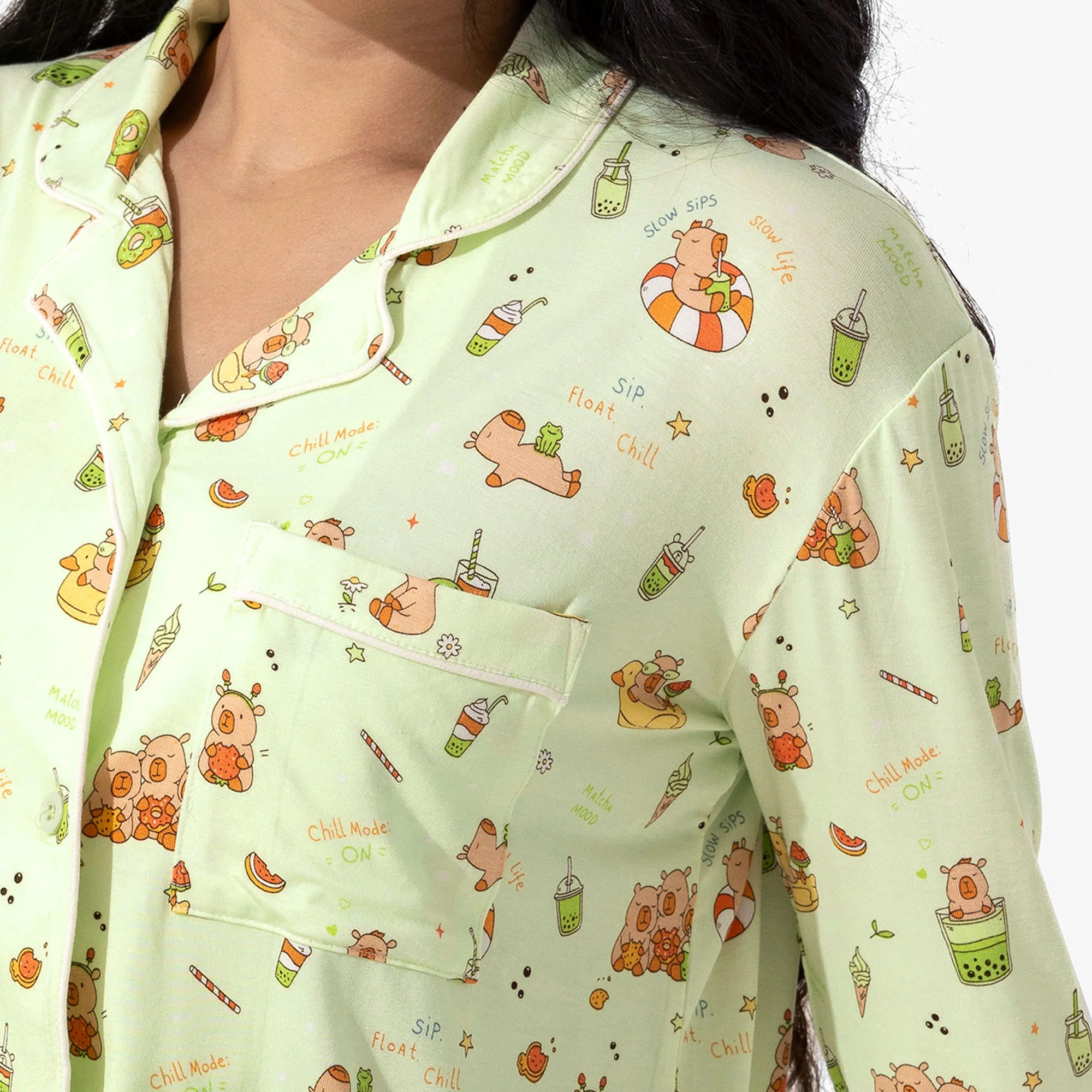Capybara Boba Bamboo Women's Pajama Set | Bellabu Bear