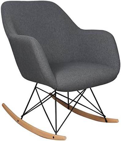 Moustache Modern Fabric Rocking Chair Sofa Seat Armchair with Wooden Rocker Chrome Steel Beech Wo... | Amazon (CA)