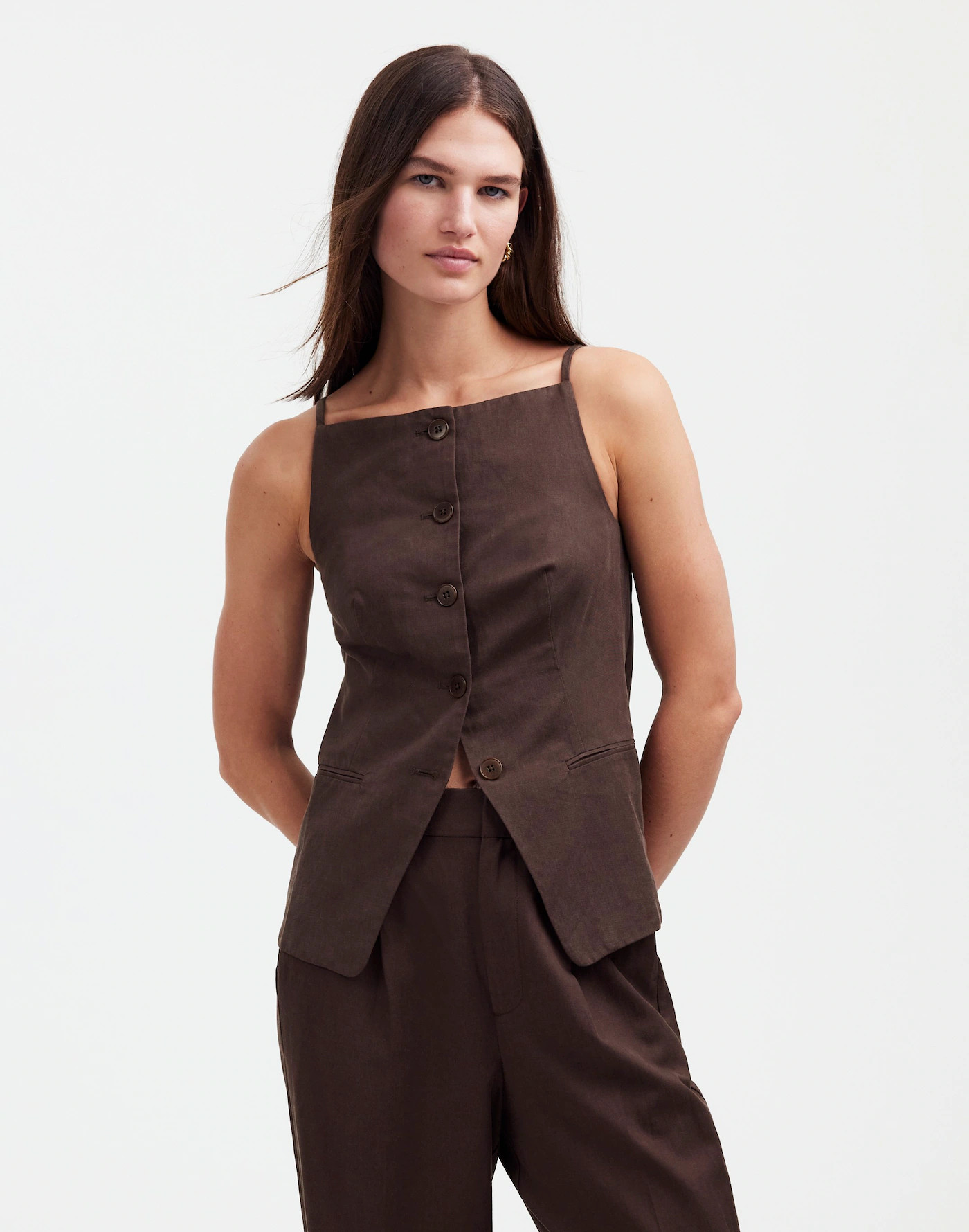 Square-Neck Vest in Drapey Twill | Madewell | Madewell