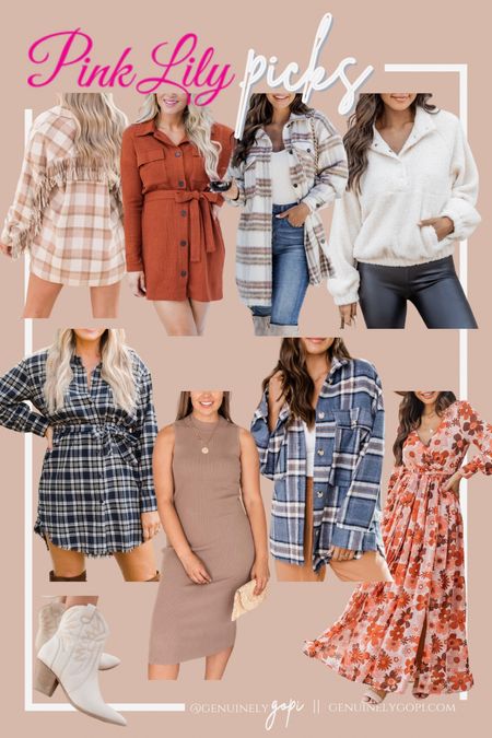 Pink Lily fall picks! sizing included in the individual products linked 😉 check out my stories from this morning for more! 

use code ‘GENUINELYGOPI20’ for 20% off! #pinklily #fallfashion #discountcode #sherpa #shacket #longshacket #beige #neutrals #navy #plaid #florals #falldress #dressy #booties

#LTKstyletip #LTKfit #LTKSeasonal