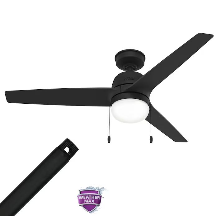 Shop Hunter Hunter Yuma 52-in Matte Black LED Indoor/Outdoor Ceiling Fan with Light Remote and 24... | Lowe's