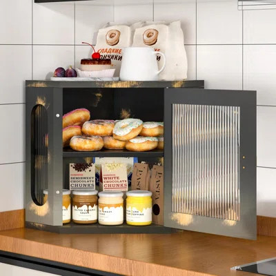 Corner Bread Box For Kitchen Countertop, Large Wooden Bread Box, Double Layer Bread Storage Bin, Bamboo Breadbox For Homemade Bread, Farmhouse Kitchen | Wayfair North America