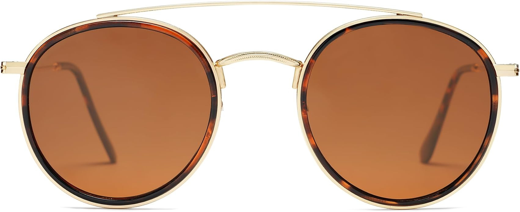 SOJOS Retro Vintage Round Polarized Sunglasses for Women Men Double Bridge Circle Sunnies SJ1104 | Amazon (US)