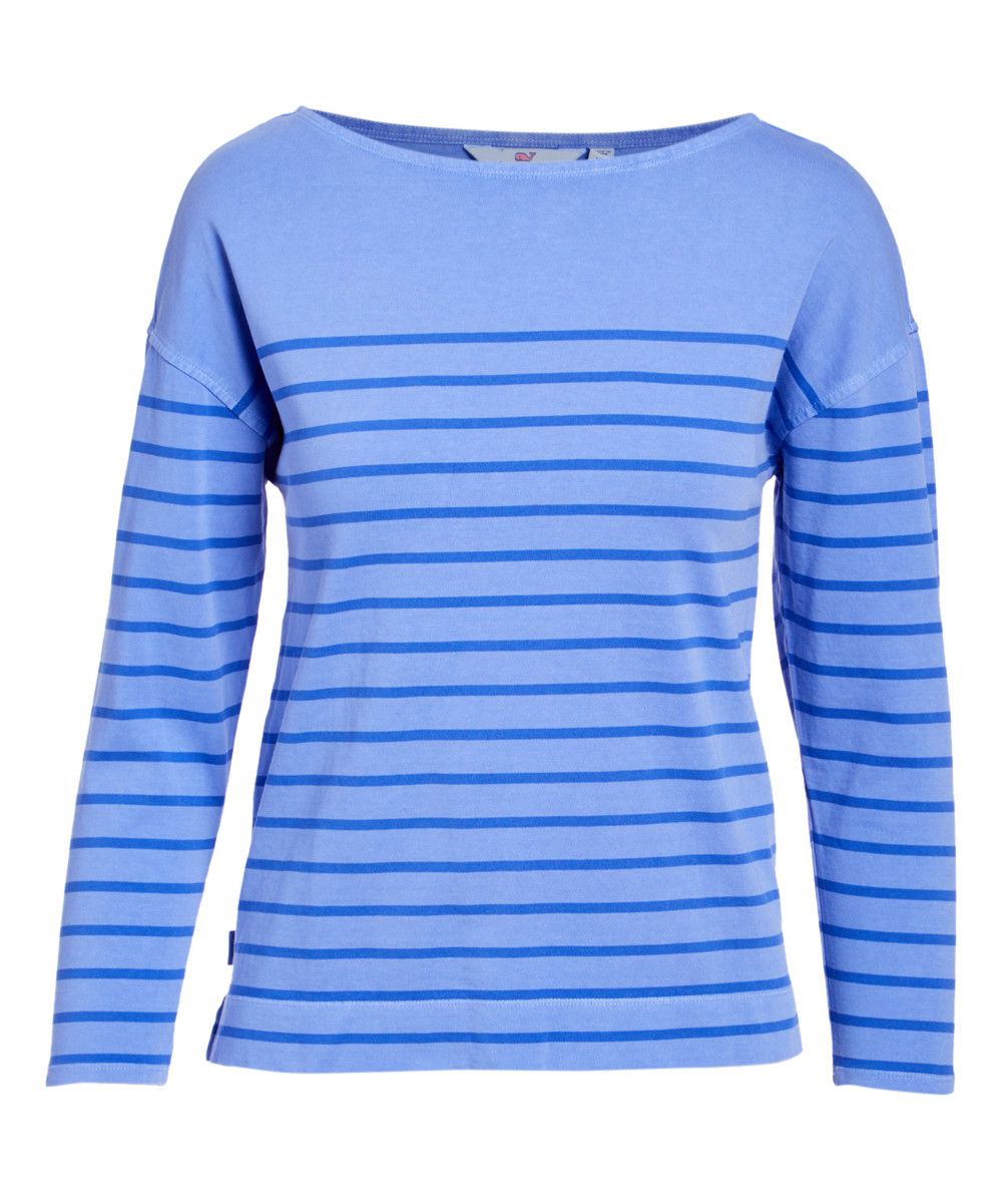 vineyard vines Women's Tee Shirts 0977 - Marlin Over-Dyed Stripe Boatneck Top - Women | Zulily