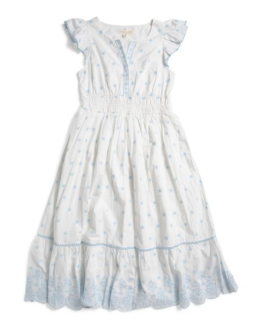 Scalloped Sleeve Embroidered Eyelet Dress | TJ Maxx