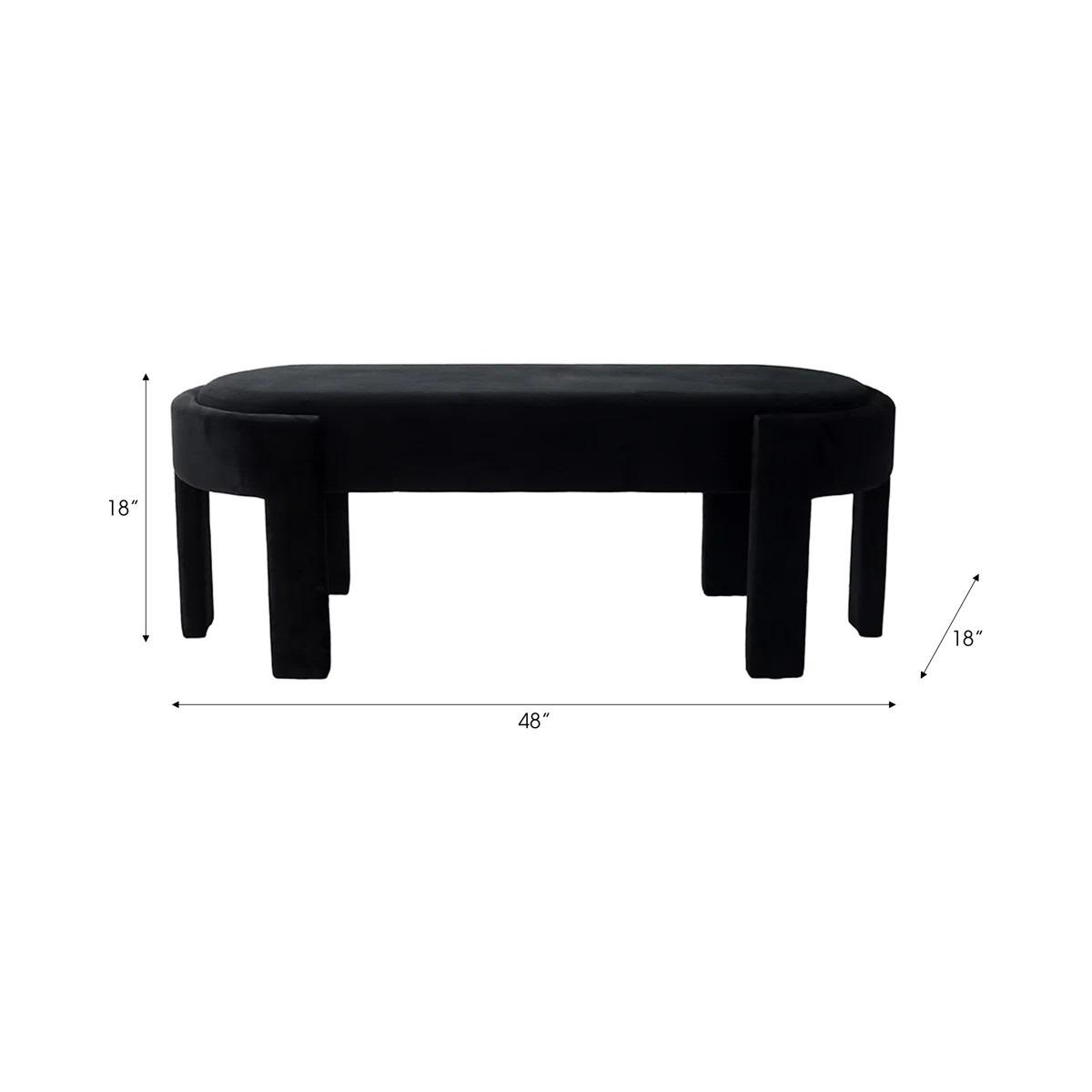 48" Corinne Black Velvet Bench | Wayfair North America