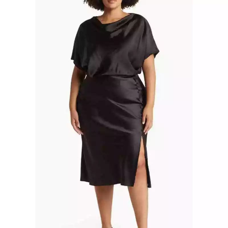Renee C Satin Off the Shoulder Black Dress Size 12 New  | eBay | eBay US