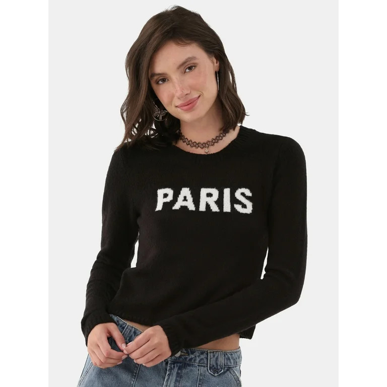 No Boundaries Crewneck Pullover Sweater, Women's and Women's Plus | Walmart (US)