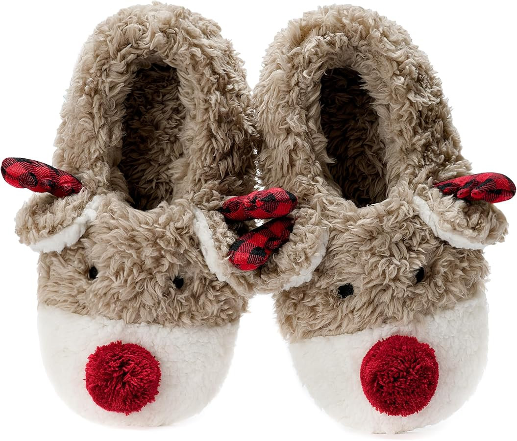 Cute Slippers for Women & Kids, Fuzzy Animal Slipper Socks with Non-slip Soles, Unique Funny Gift... | Amazon (US)