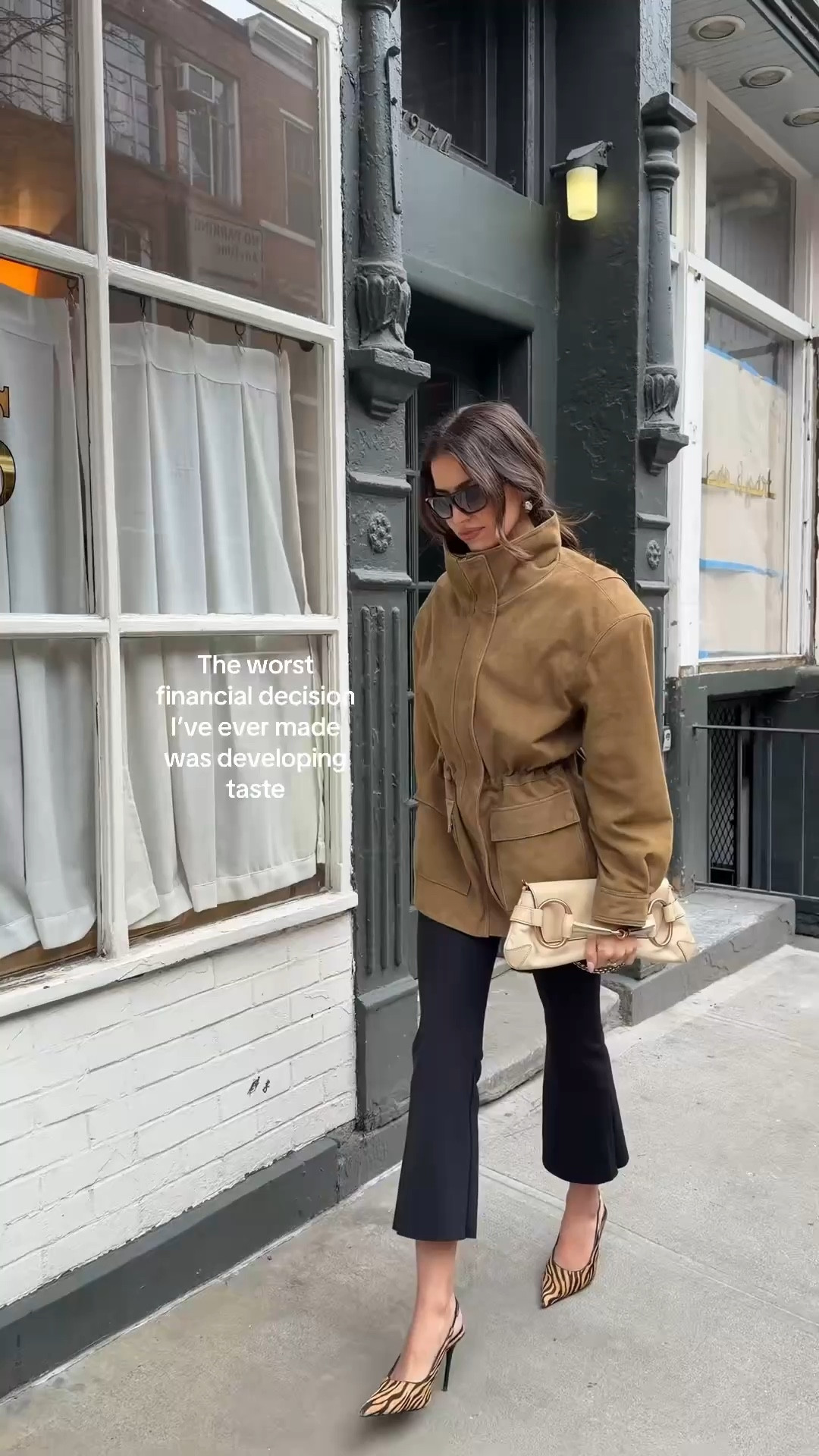 Investing in me 🫶 Wearing black flare capri pants, paired with this Susana Chow suede jacket (also available in leather) + finished it off with these pony hair tiger leather heels. 

#LTKootd #LTKgrwm #LTKdayinmylife