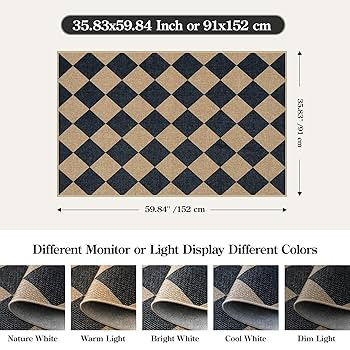 Lahome Checkered Easy Jute 3x5 Outdoor Patio Rug, Washable Rugs for Entryway Diamond Indoor Outdo... | Amazon (US)
