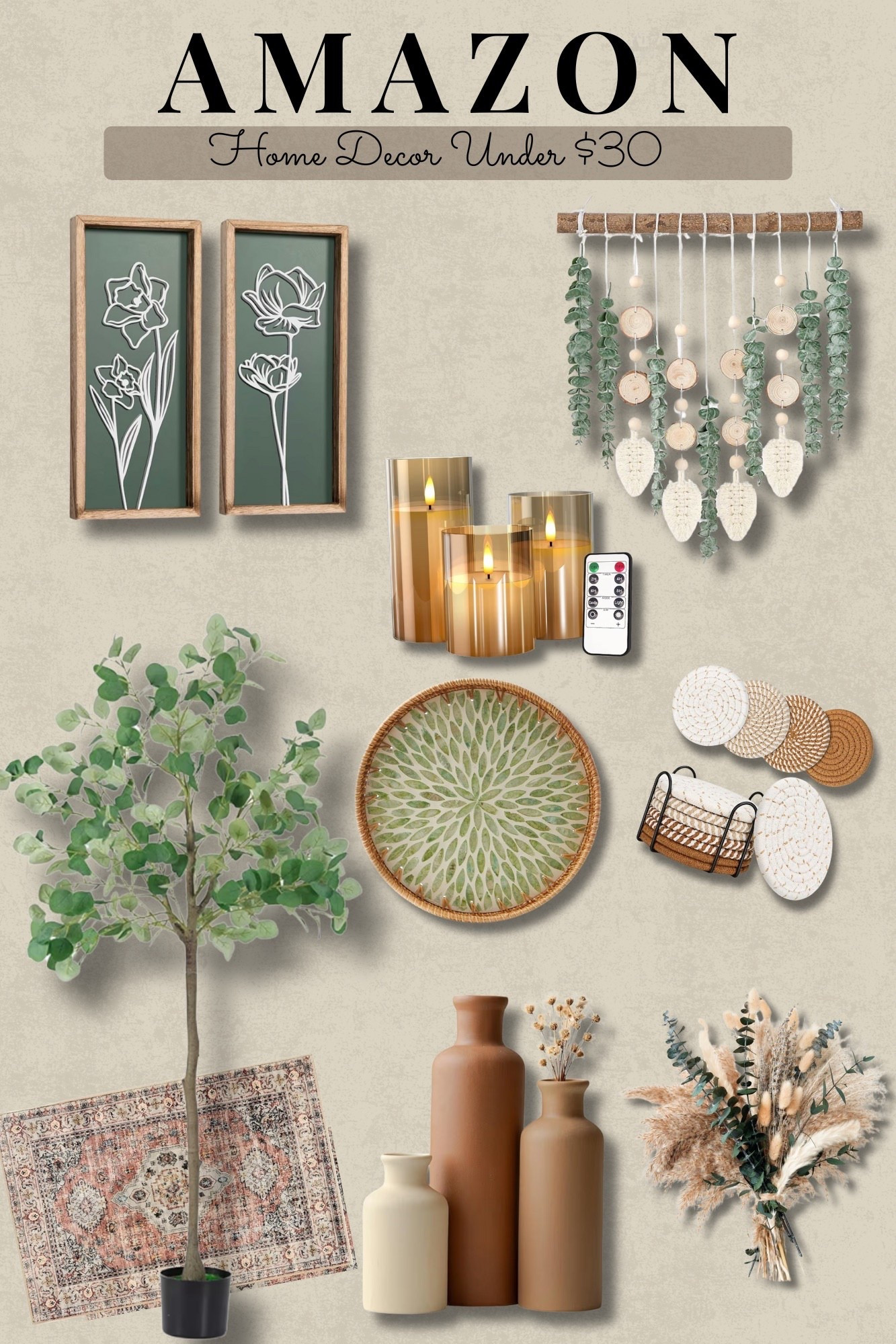Some of my favorite home decor under $30! I love the rustic, boho vibes 😍

#LTKHome #LTKGiftGuide #LTKFindsUnder50