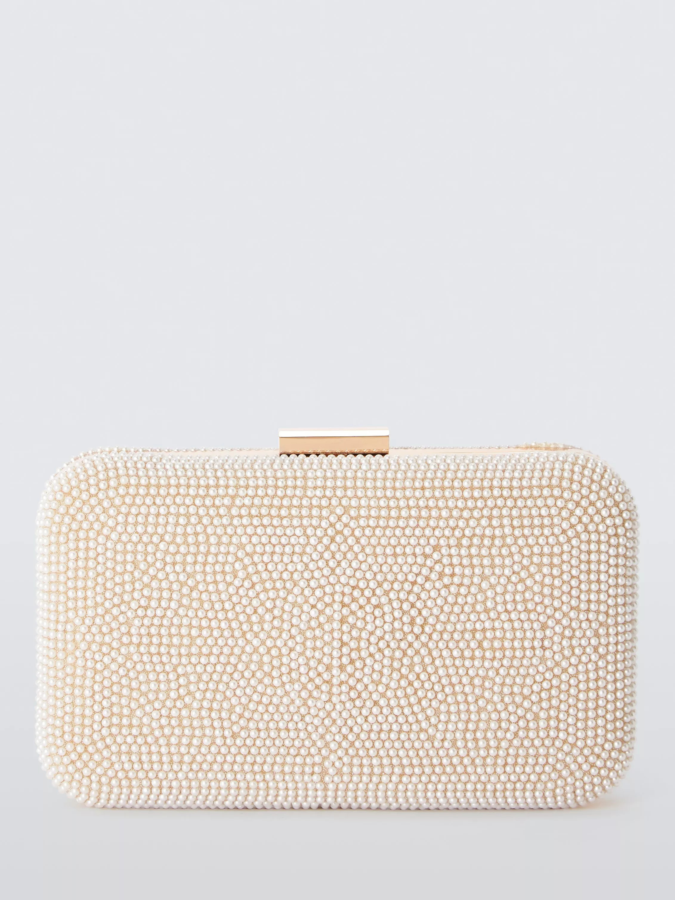 John Lewis Stella Embellished Chain Strap Clutch Bag, Pearl | John Lewis (UK)