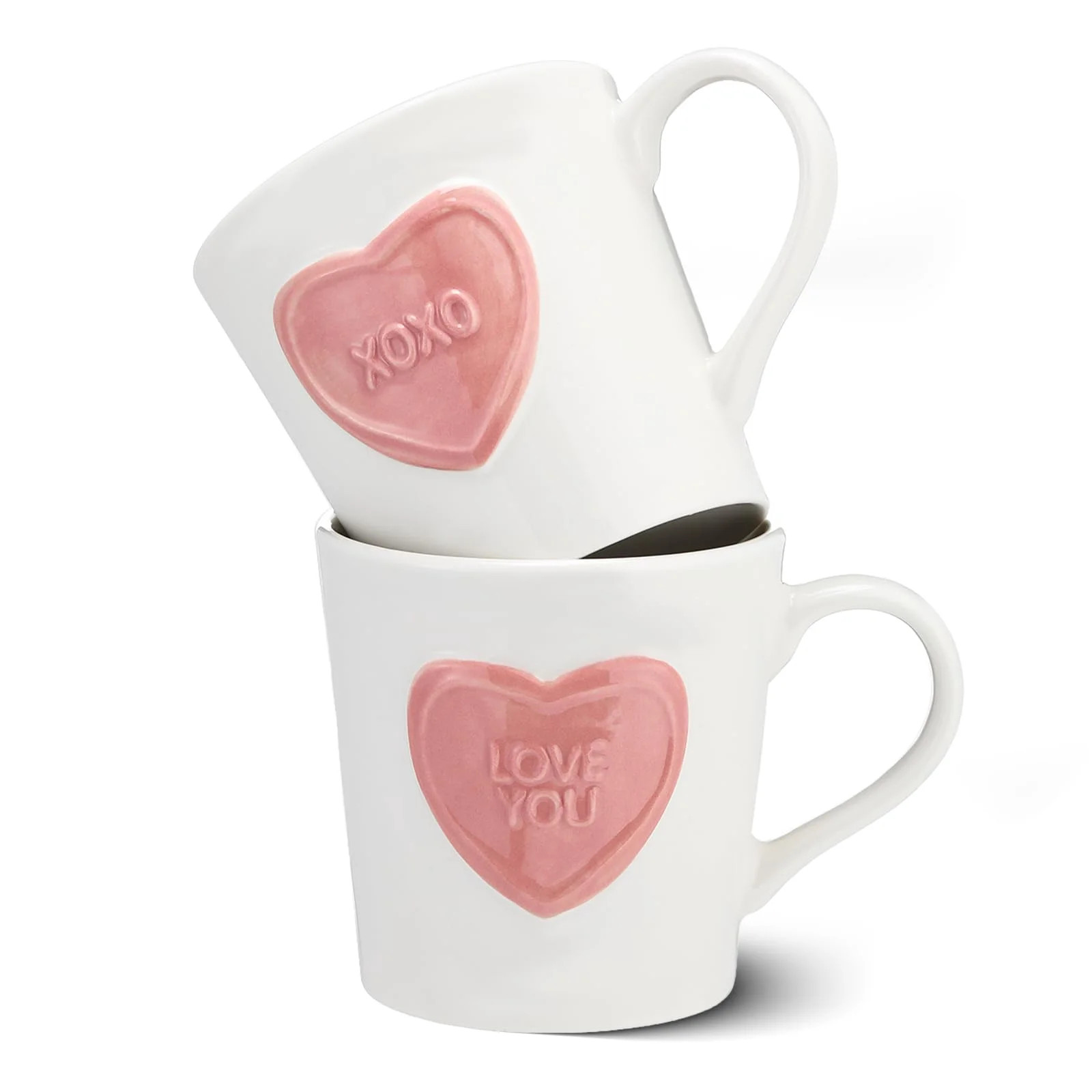 Didaey 2 Pack 14 oz Heart Mug Valentines Gift with 3D Heart “xoxo” “love You” Ceramic Mug... | Walmart (US)