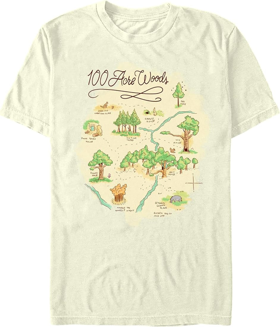 Disney Winnie The Pooh 100 Acre Map Short Sleeve Tee Shirt | Amazon (US)