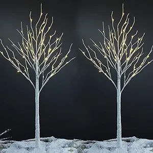 LIGHTSHARE 6 Feet Birch Tree, 72 LED Lights, Warm White, for Home,Set of 2, Festival, Party, and ... | Amazon (US)