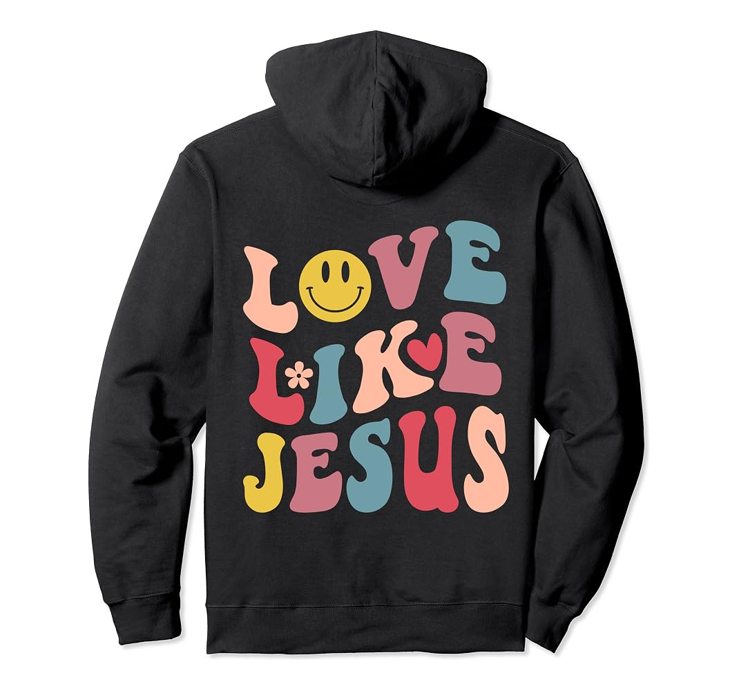 Love Like Jesus Religious God Christian Vintage Happy Face Pullover Hoodie | Amazon (US)