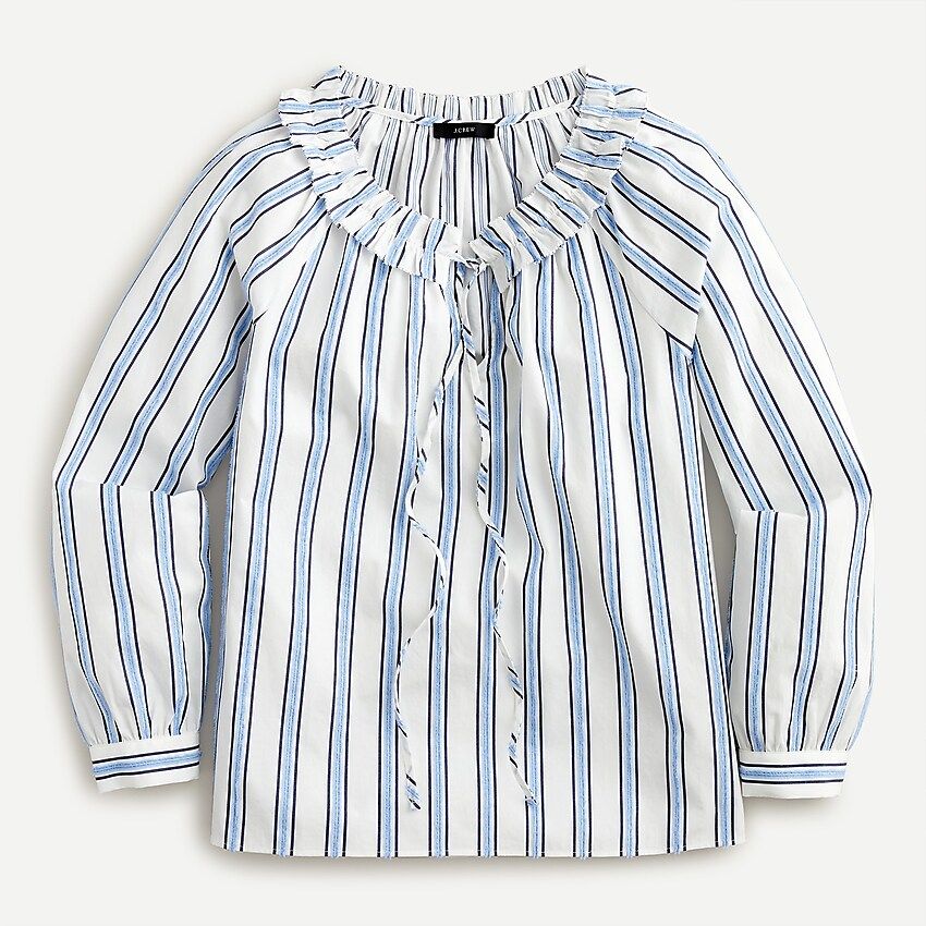 Tie-front ruffle top in stripe | J.Crew US