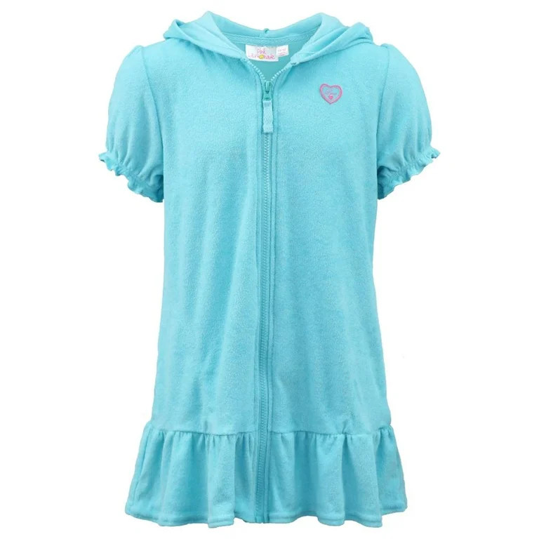 Pink Lemonade Girls' Hooded Zip-Up Swim Beach Terry Swimsuit Cover Up (2T-16) | Walmart (US)