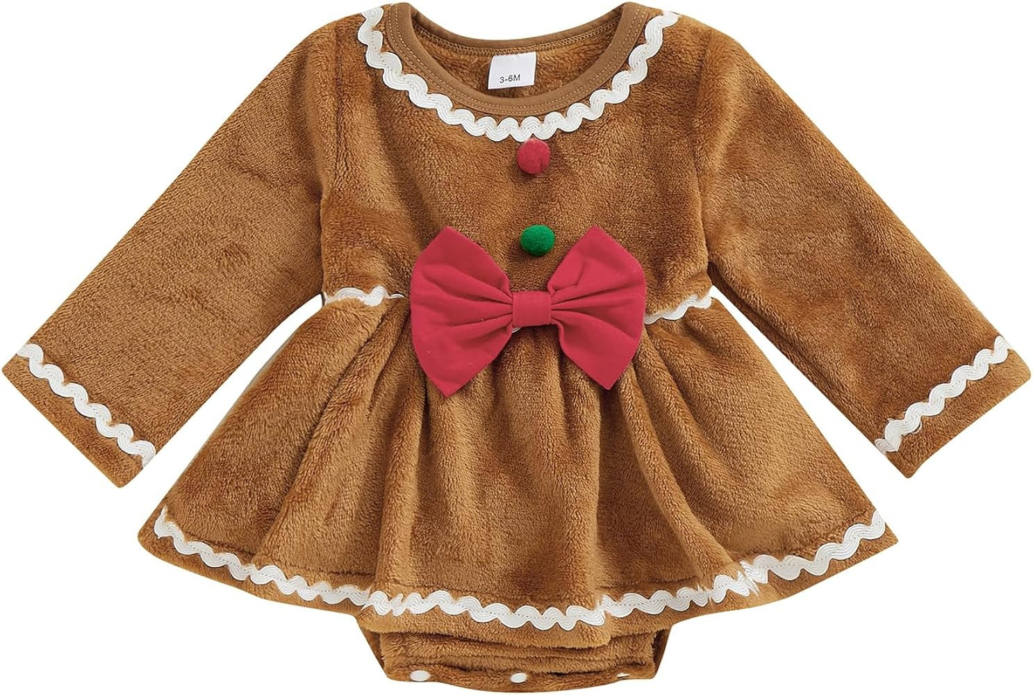 Baby Girl Christmas Romper Dress Long Sleeve Gingerbread Jumpsuits for Newborn Infant Fashion Xma... | Amazon (US)