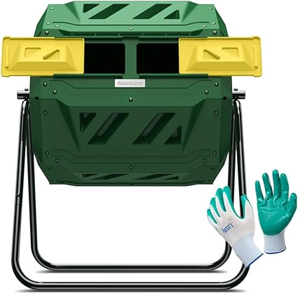 Compost Tumbler Bin Composter Dual Chamber 43 Gallon (Bundled with Pearson's Gardening Gloves) | Amazon (US)