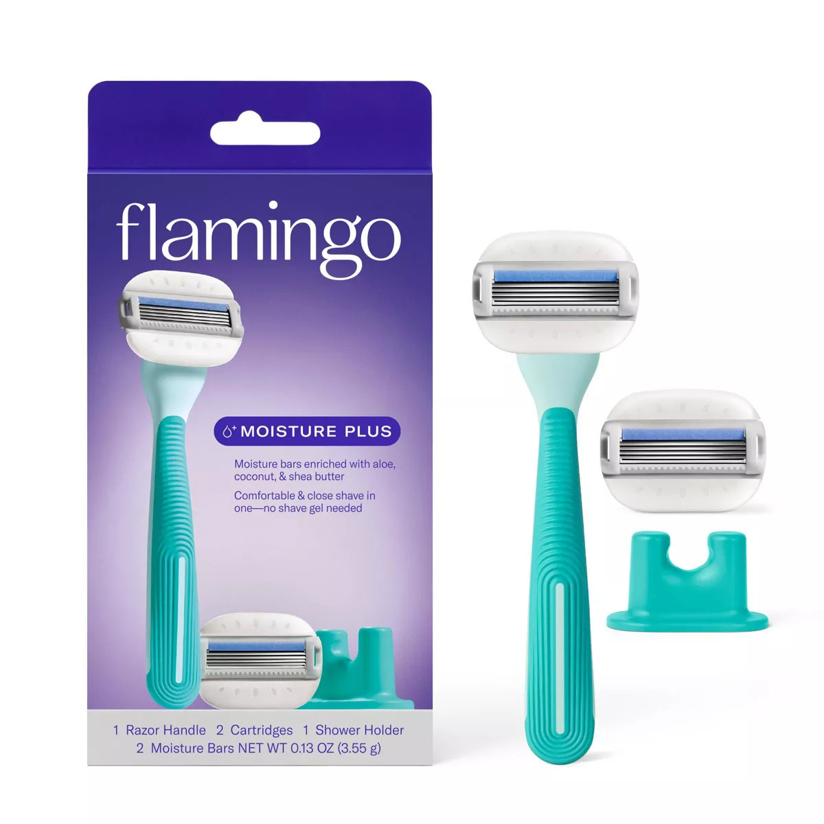Flamingo Moisture Plus Women's Razor with 2 Razor Blade Cartridges - Seafoam | Target