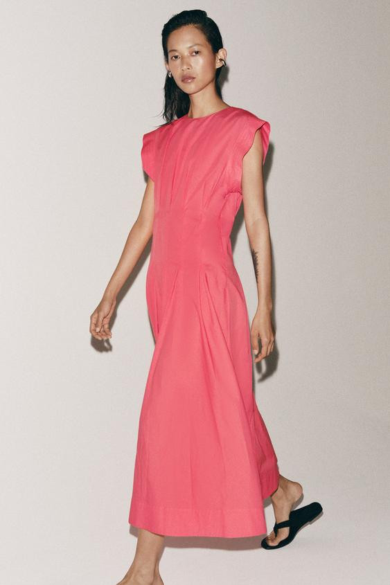 ZW COLLECTION PLEATED POPLIN DRESS | Zara US