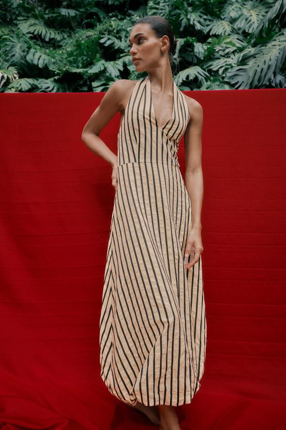 STRIPED BUBBLE MIDI DRESS | Zara UK