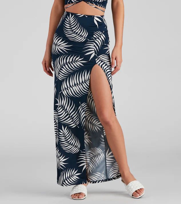 Tropical Palm Leaf Maxi Skirt | Windsor Stores