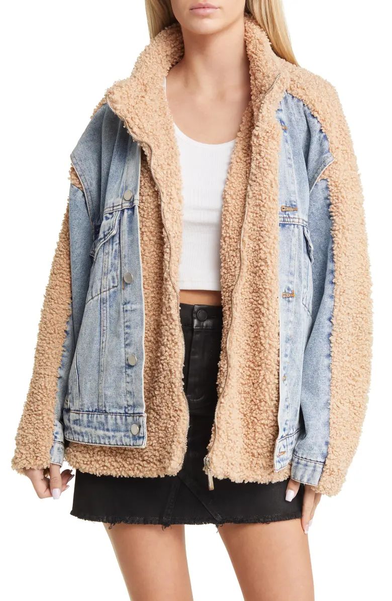 BLANKNYC Faux Shearling & Denim Trucker Jacket | Nordstrom | Nordstrom