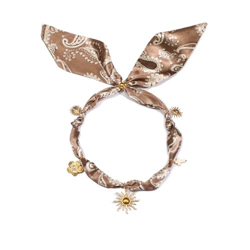 Silk Scarf Necklace with Charm 18K Gold Plated Bandana Necklace with Charms Dainty Scarf Necklaces for Women Flower Cross Sun Pendant Choker for Gift | Amazon (US)