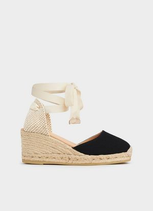 Maureene Black Canvas Espadrille Wedges | L.K. Bennett (UK)