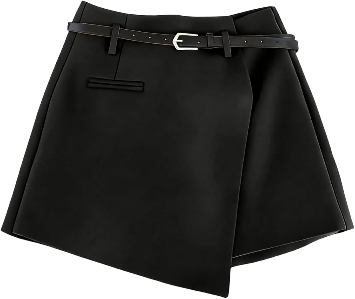 Floerns Women's Wrap Wide Leg Mini Shorts Casual Asymmetric Elegant Going Out Skirt Shorts Withou... | Amazon (US)
