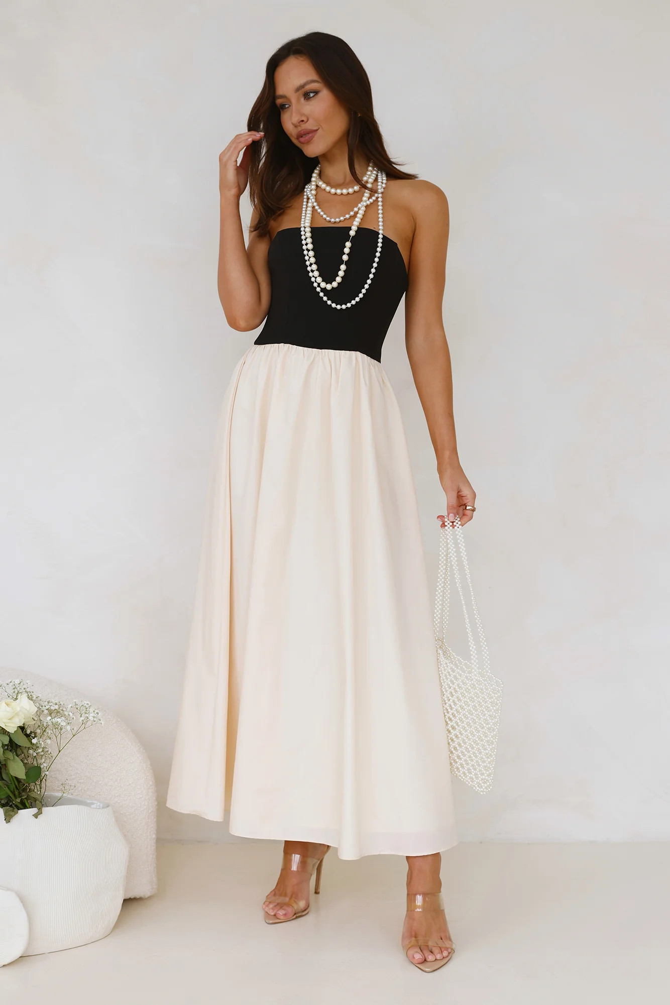 Lights Low Strapless Maxi Dress Cream | Hello Molly (AU)