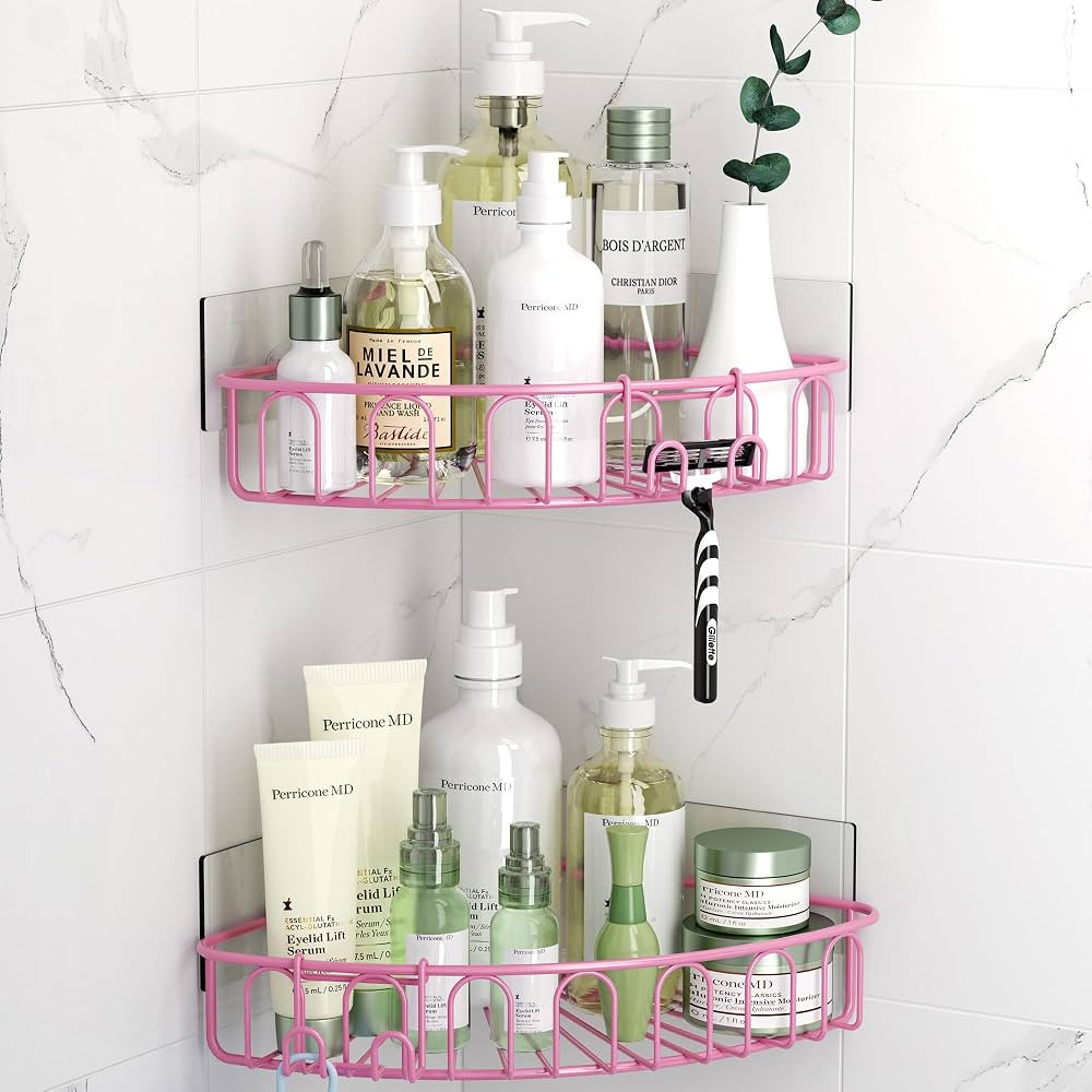 Orimade Corner Shower Caddy with 2 Hooks Wall Mounted Metal Bathroom Shelf Storage Organizer Adhe... | Amazon (US)