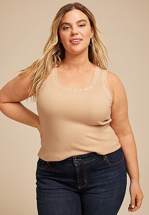 Plus Size Ribbed Stitch Tank Top | Maurices