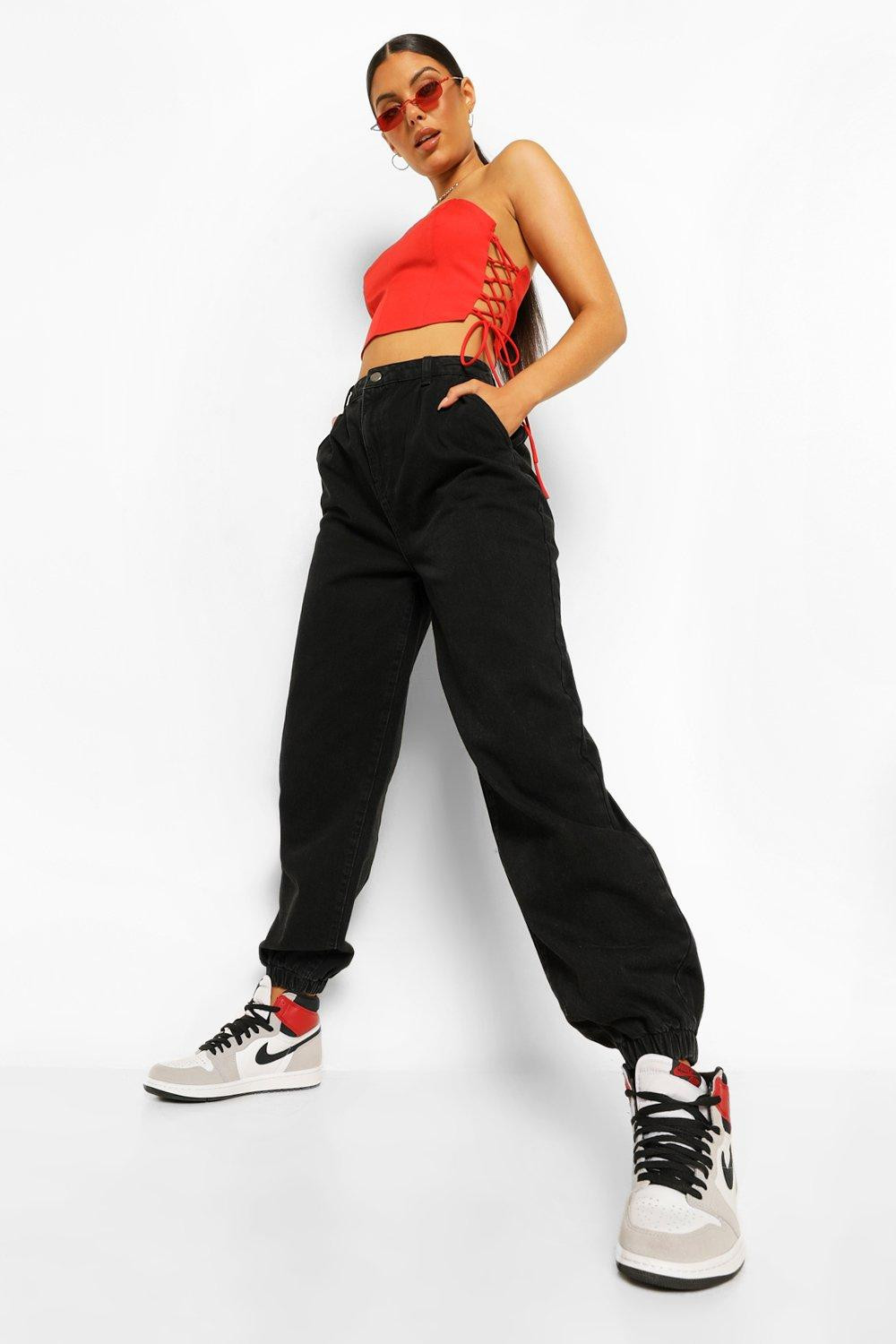 Womens Acid Wash Cuffed Extreme Jogger Jeans - Black - 8 | Boohoo.com (US & CA)