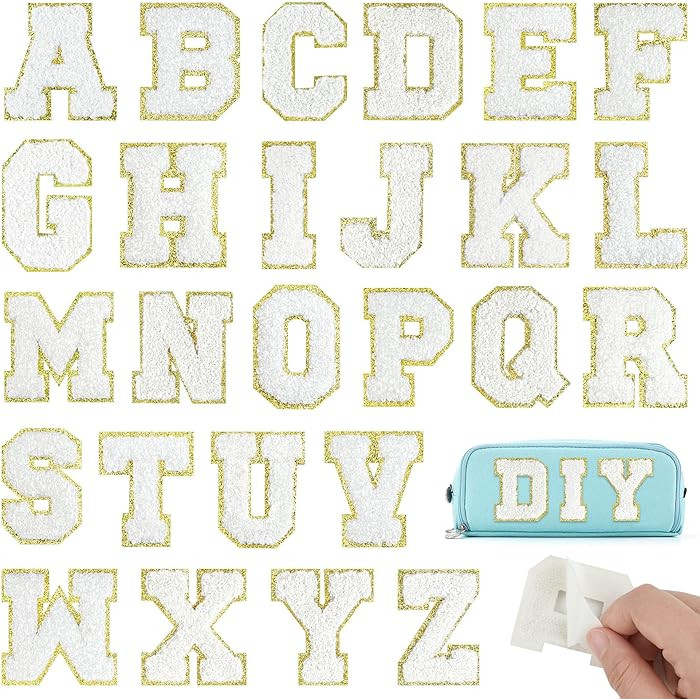 26Pcs White Chenille Letters A-Z, Self Adhesive Chenille Letter Patches for Fabric Clothing | Amazon (US)