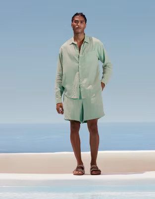 New Look linen-blend co-ord in light green - LGREEN | ASOS (Global)