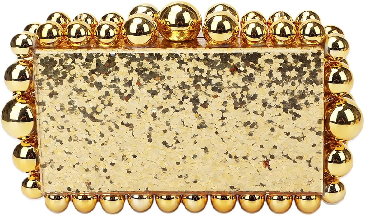 Fecialy Acrylic Clutch Purse for Women Marble Handbags Pearl Evening Bag Beads Square Cross Body ... | Amazon (US)