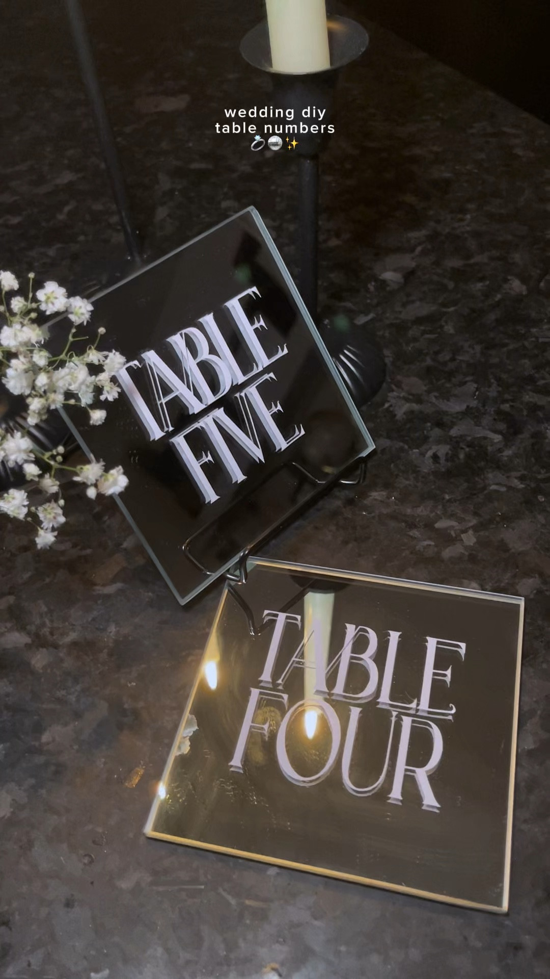 Mirror table numbers! 

#LTKwedding #LTKfindsunder50