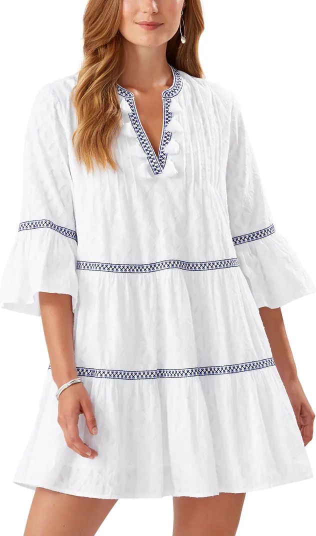 Tommy Bahama Embroidered Tiered Cotton Cover-Up Dress | Nordstrom | Nordstrom