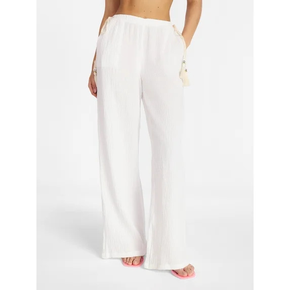 No Boundaries Side Tie Gauze Beach Pants, Women's XXS-XXL | Walmart (US)