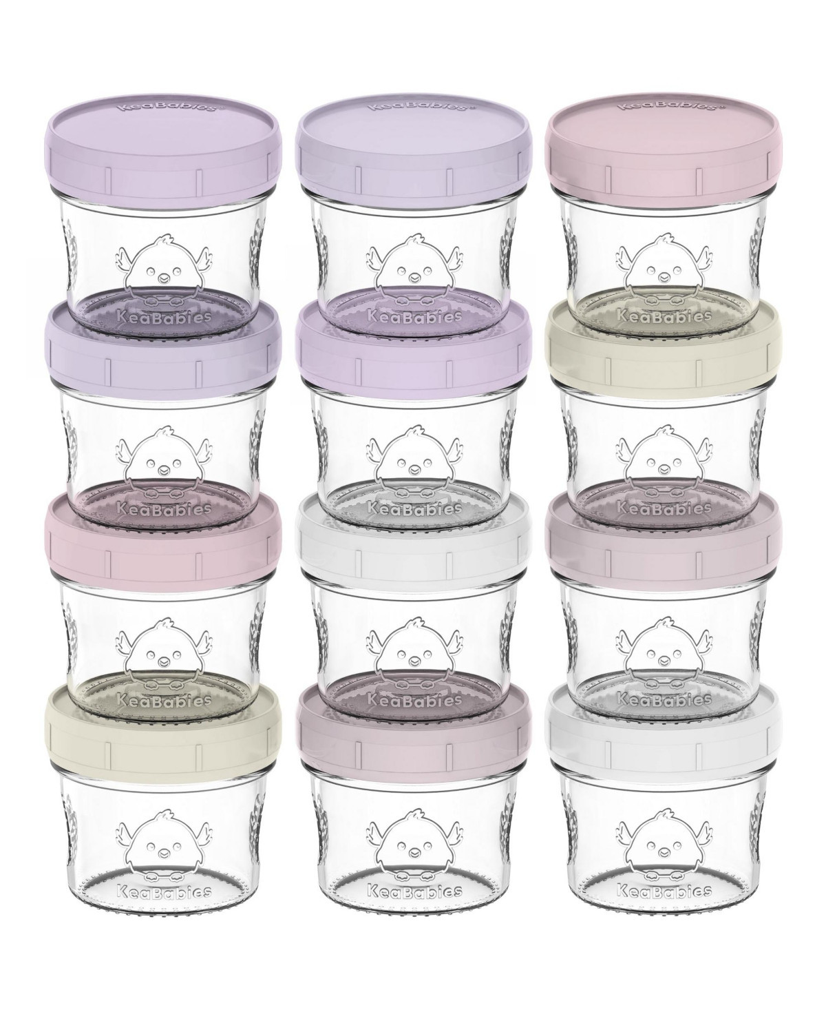 KeaBabies 12pk Prep Baby Food Storage Containers, 4 oz Leak-Proof, Bpa Free Glass Baby Food Jars for Feeding - Lilac | Macy's